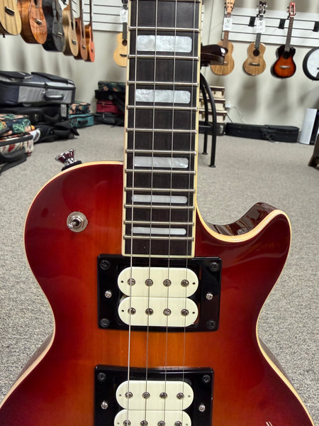 Risa UKE-LP432-CS Tenor Les Paul Style Solid Body Electric Ukulele w/Bag - Cherry Sunburst