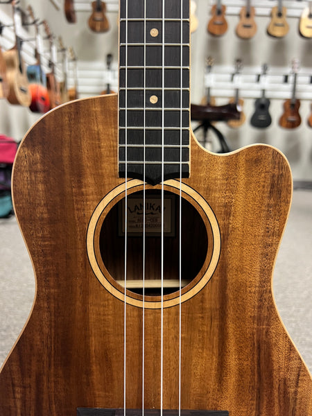 Lanikai ACST-CEB Acacia Electric Baritone Ukulele w/Case - Solid Top - Cutaway/Fishman Pickup