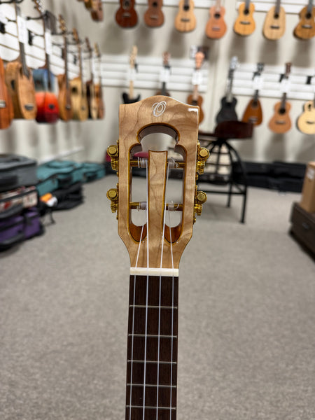 OHANA TK-450QEL Solid Quilted Eucalyptus Tenor Ukulele - Bevel Armrest