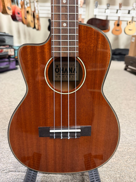 Ohana TK-35GCE-LH Lefty Solid Mahogany Electric Tenor Ukulele w/Cutaway - Left Handed