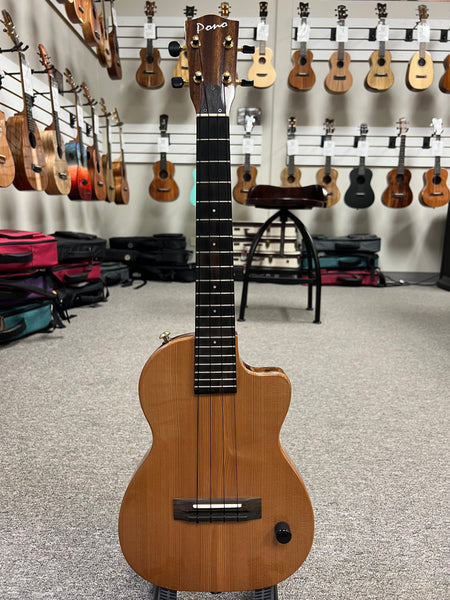 Pono TE-DC Solid Cedar/Acacia Deluxe Tenor Electric Solid Body Ukulele w/Case - Pre Loved