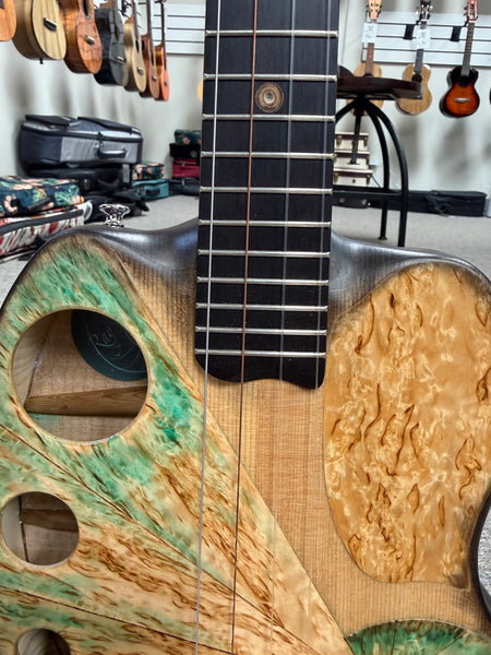 Ray Vincent Solid Spruce/Curly Maple Custom Electric Tenor Ukulele w/Case