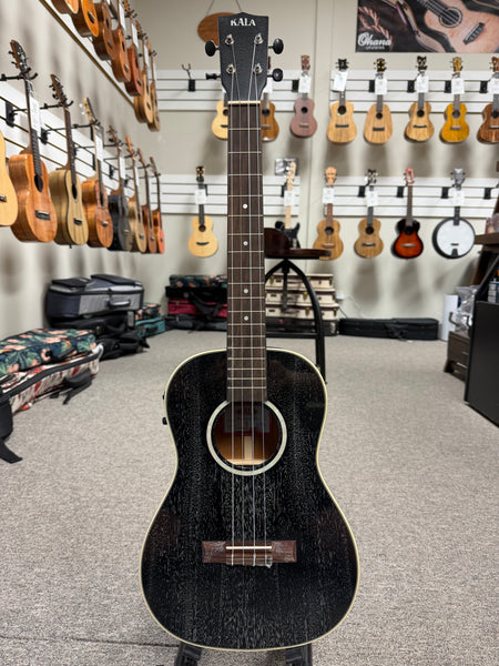 KALA KA-SDH-BE Solid Salt and Pepper Doghair Electric Baritone Ukulele w/Case