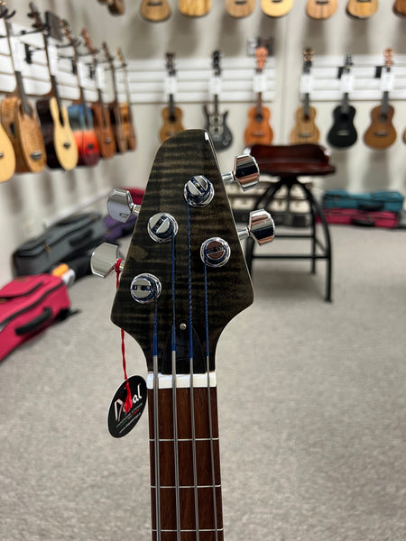 Tiny Boy Black Flamed Maple Fretless 4 String Solid Body Bass w/Case - TBP-3450-BFM Short Scale Bass