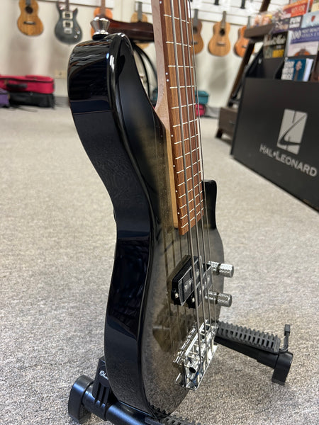 Tiny Boy Black Flamed Maple Fretless 4 String Solid Body Bass w/Case - TBP-3450-BFM Short Scale Bass