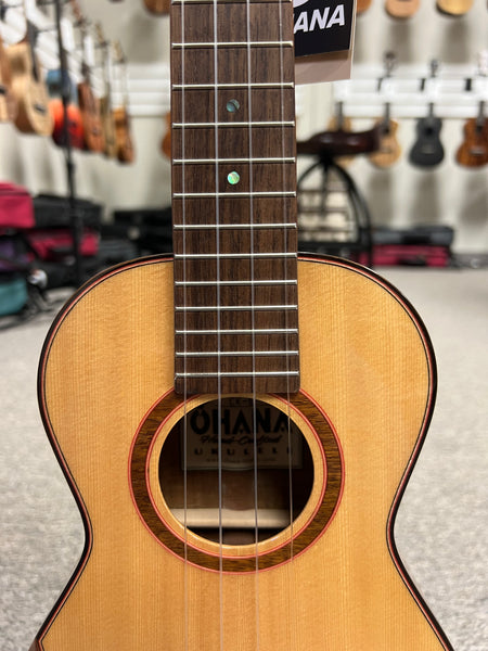 OHANA CK-6 Solid Spruce/Acacia Concert Ukulele w/Comfort Armrest