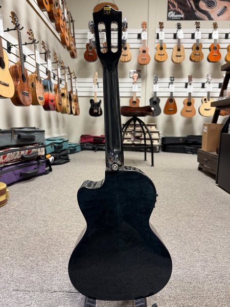LANIKAI QM-BKCET Quilted Maple Electric Tenor Ukulele w/Case - Transparent Black
