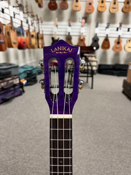 LANIKAI QM-PUCEC Quilted Maple Electric Concert Ukulele w/Case - Transparent Purple