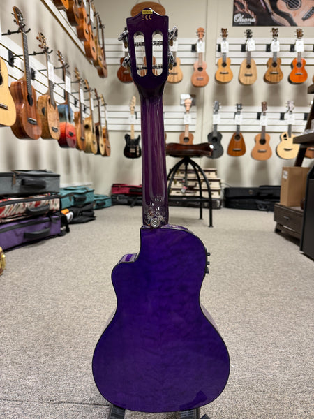 LANIKAI QM-PUCEC Quilted Maple Electric Concert Ukulele w/Case - Transparent Purple