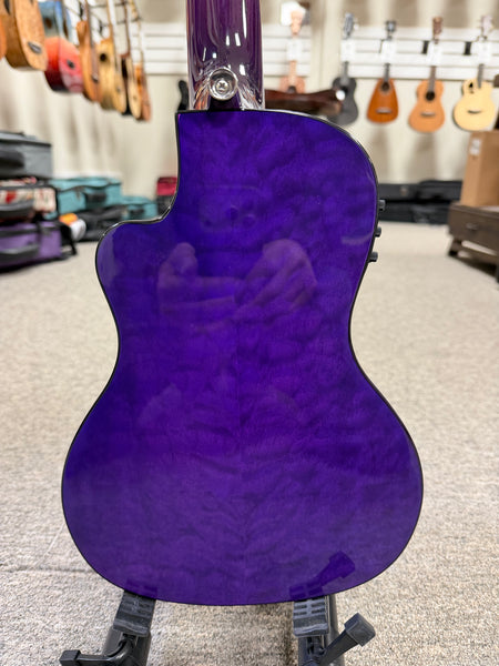 LANIKAI QM-PUCEC Quilted Maple Electric Concert Ukulele w/Case - Transparent Purple