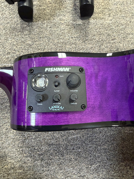 LANIKAI QM-PUCEC Quilted Maple Electric Concert Ukulele w/Case - Transparent Purple