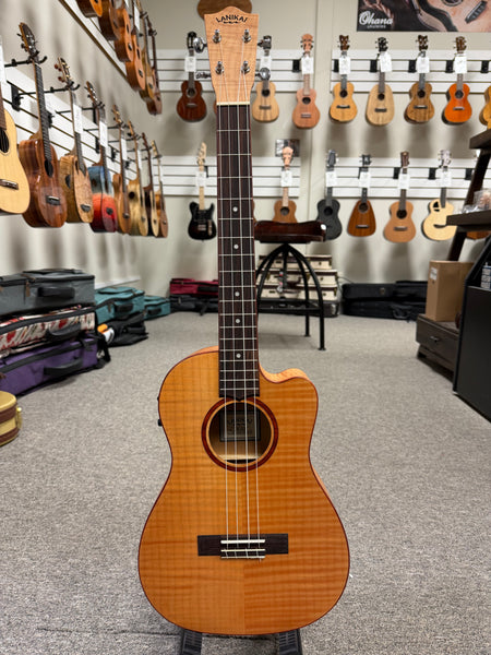 LANIKAI FM-CEB Flamed Maple Baritone Electric Ukulele w/Case - Cutaway/Fishman Pickup