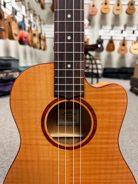LANIKAI FM-CEB Flamed Maple Baritone Electric Ukulele w/Case - Cutaway/Fishman Pickup