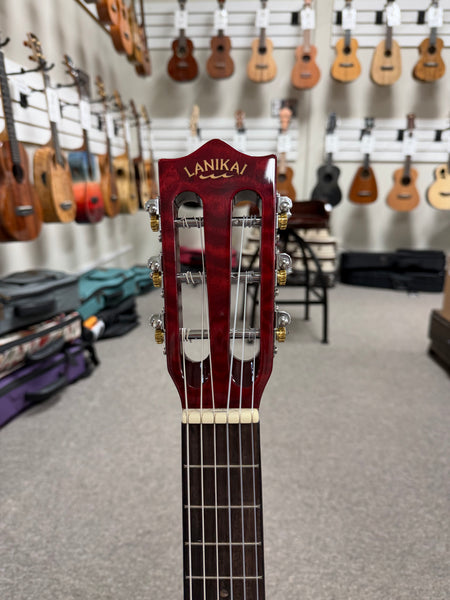 LANIKAI QM-RDCEG Quilted Maple Electric Guitalele w/Case - Transparent Red Guitarlele