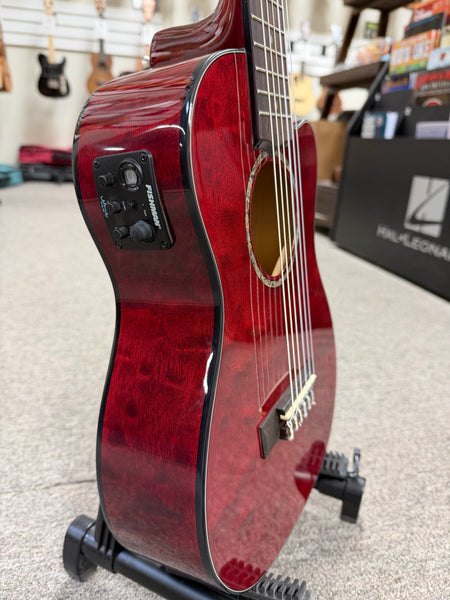 LANIKAI QM-RDCEG Quilted Maple Electric Guitalele w/Case - Transparent Red Guitarlele