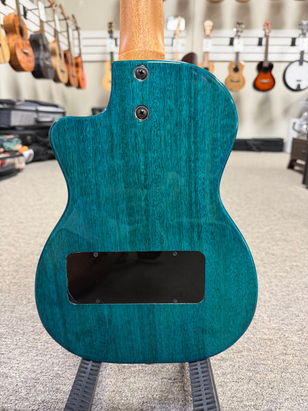 Pono TE-MDB Mango Deluxe Blue Tenor Electric Solid Body Ukulele w/Case