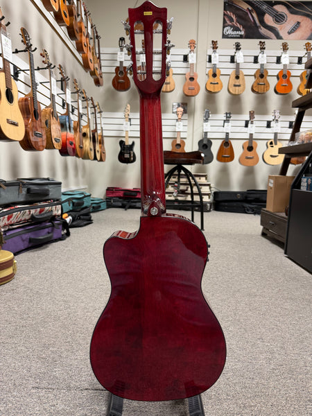 LANIKAI QM-RDCEG Quilted Maple Electric Guitalele w/Case - Transparent Red Guitarlele
