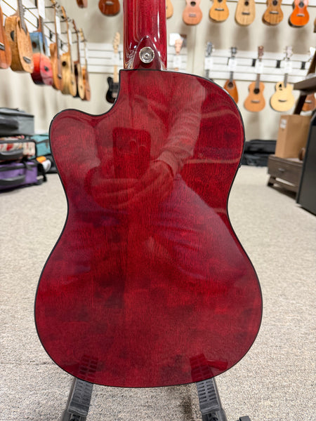 LANIKAI QM-RDCEG Quilted Maple Electric Guitalele w/Case - Transparent Red Guitarlele