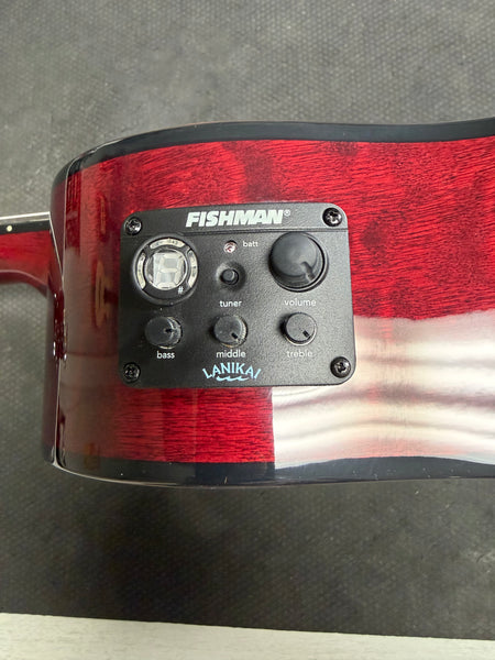 LANIKAI QM-RDCEG Quilted Maple Electric Guitalele w/Case - Transparent Red Guitarlele