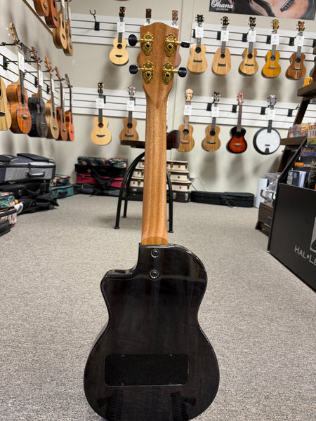 Pono TE-MDBK Mango Deluxe Black Tenor Electric Solid Body Ukulele w/Case