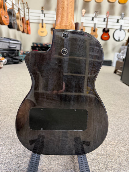 Pono TE-MDBK Mango Deluxe Black Tenor Electric Solid Body Ukulele w/Case