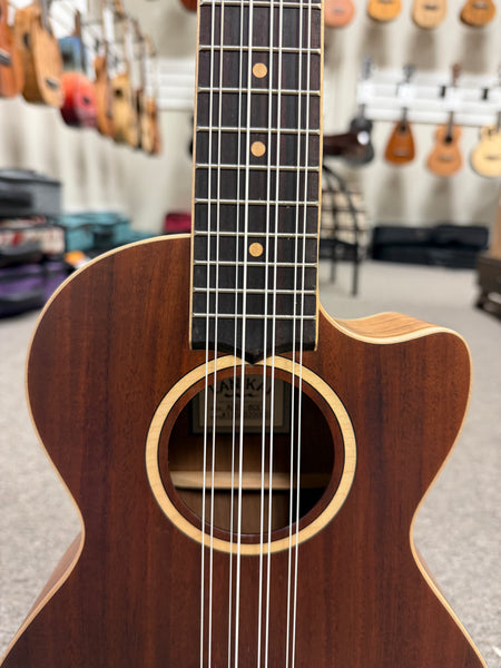 Lanikai ACST-8CET Acacia 8 String Tenor Ukulele w/Case - Solid Top - Cutaway/Fishman Pickup