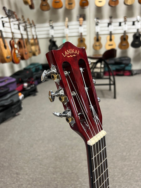 LANIKAI QM-RDCEG Quilted Maple Electric Guitalele w/Case - Transparent Red Guitarlele - Aloha City Ukes