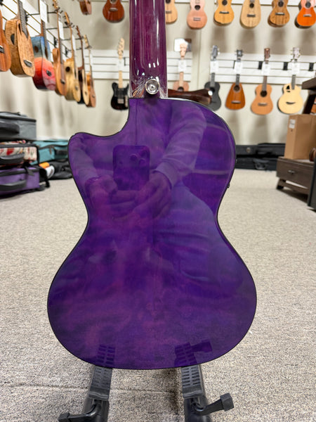 LANIKAI QM-PUCET Quilted Maple Electric Tenor Ukulele - Transparent Purple