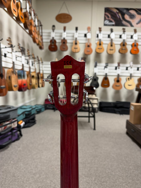 LANIKAI QM-RDCEB Quilted Maple Electric Baritone Ukulele w/Case - Transparent Red
