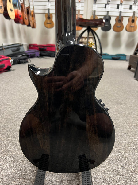 Enya EUT Feather Solid Mahogany Black Electric Tenor Ukulele w/Case- Built in Effects