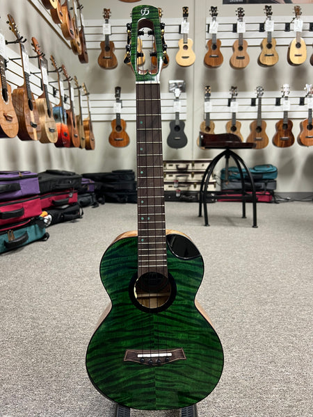 Flight Comet Green Tenor Electric Ukulele w/Case - Solid Flamed Maple/Solid Mango