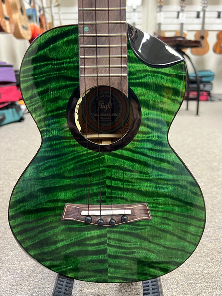 Flight Comet Green Tenor Electric Ukulele w/Case - Solid Flamed Maple/Solid Mango