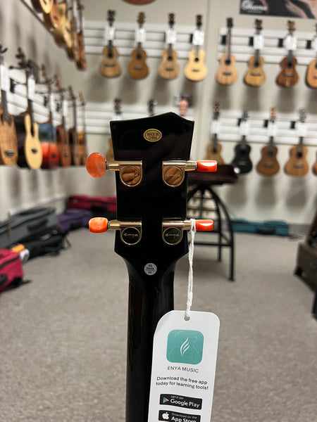 Enya EUT Feather Solid Mahogany Black Electric Tenor Ukulele w/Case- Built in Effects