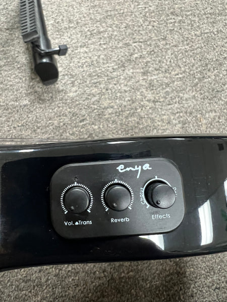 Enya EUT Feather Solid Mahogany Black Electric Tenor Ukulele w/Case- Built in Effects