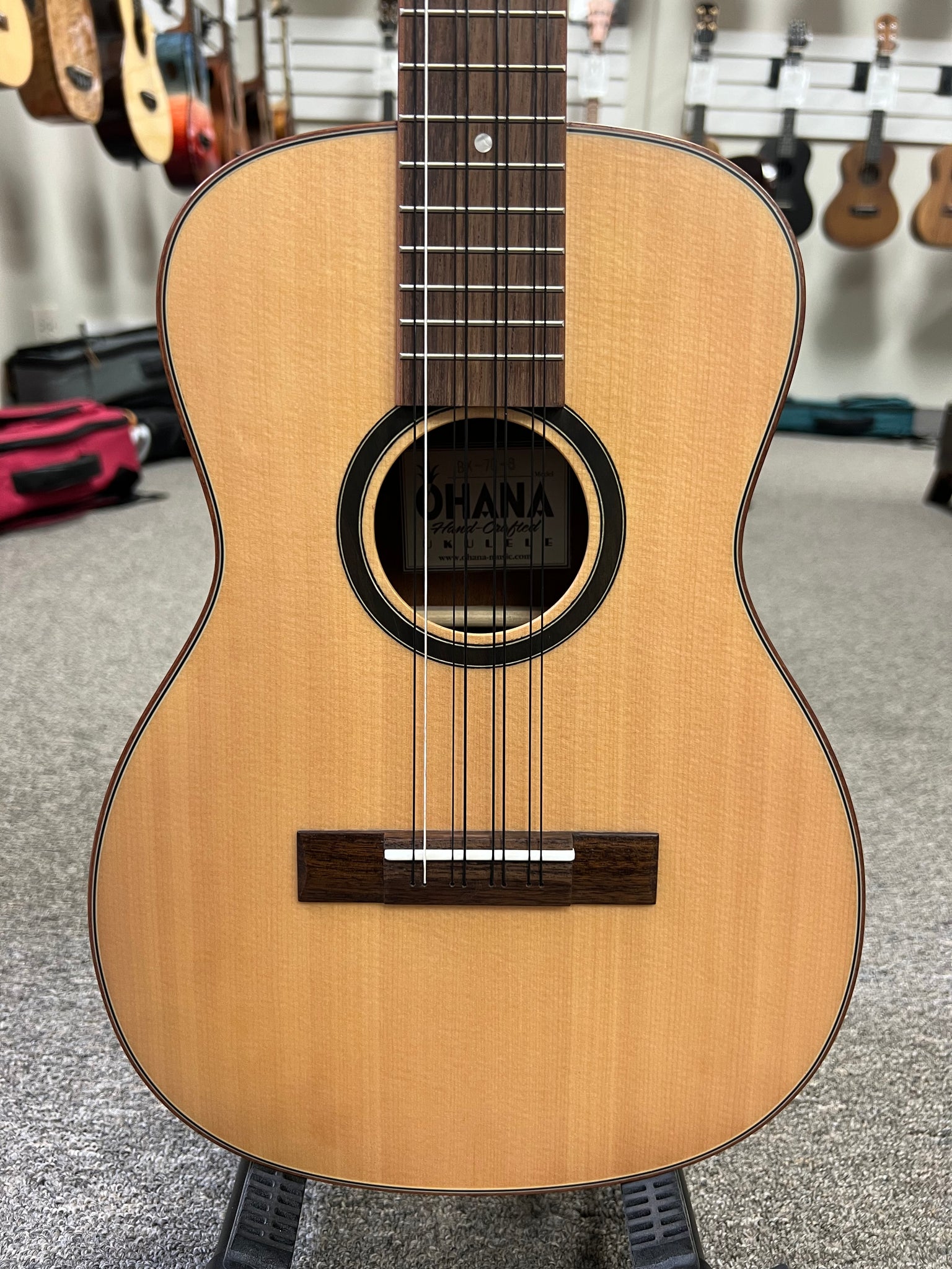 OHANA BK-70-8 Eight String Baritone Ukulele - Solid Spruce/Solid Mahogany - 8 String Baritone