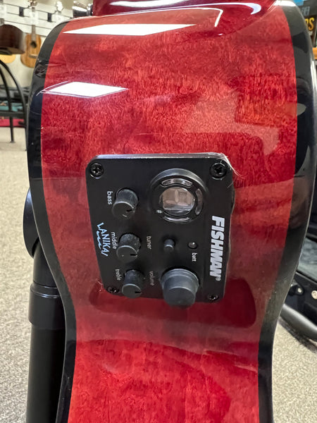 LANIKAI QM-RDCET Quilted Maple Electric Tenor Ukulele w/Case - Transparent Red
