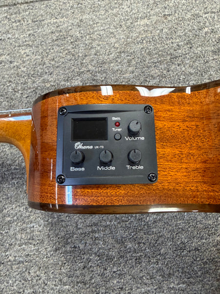 Ohana CK-35GCE Solid Mahogany Concert Electric Ukulele w/Cutaway