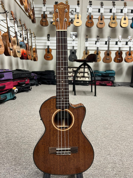 Lanikai MAS-CET Solid Mahogany Electric Tenor Ukulele w/Case - Cutaway/Fishman Pickup