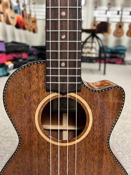 Lanikai MAS-CET Solid Mahogany Electric Tenor Ukulele w/Case - Cutaway/Fishman Pickup