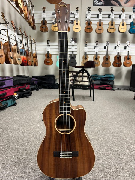 Lanikai ACST-CEB Acacia Electric Baritone Ukulele w/Case - Solid Top - Cutaway/Fishman Pickup