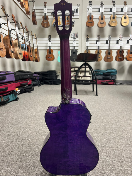 LANIKAI QM-PUCET Quilted Maple Electric Tenor Ukulele - Transparent Purple