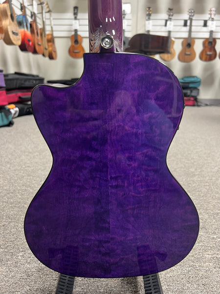 LANIKAI QM-PUCET Quilted Maple Electric Tenor Ukulele - Transparent Purple