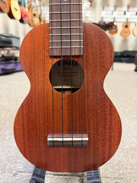 Kamaka HF-1L Solid Koa Soprano Long Neck Ukulele w/Case - Made in Hawaii