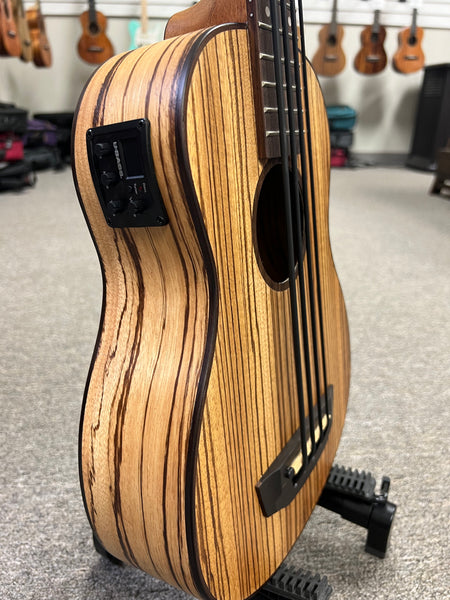 KALA Zebrawood U-Bass -  Kala Ubass Zebrawood Acoustic/Electric w/Case