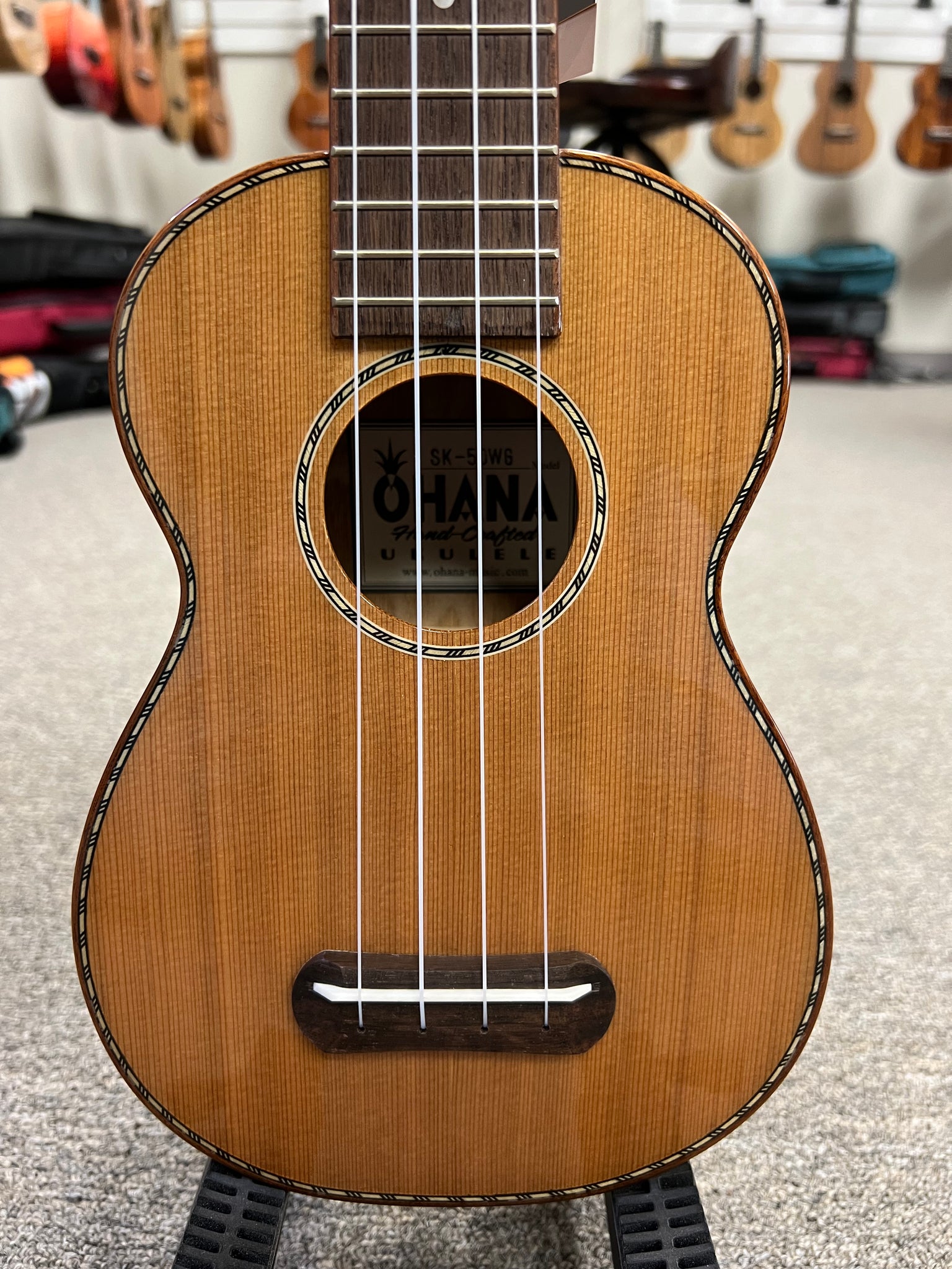 OHANA SK-50WG Soprano Ukulele - Solid Cedar/Willow Wood