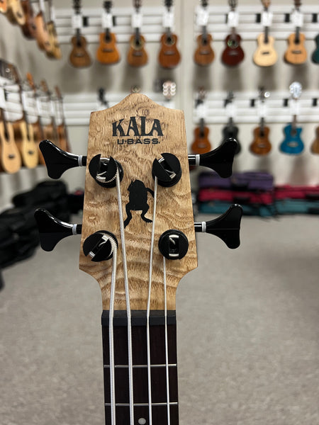KALA Quilted Ash Acoustic-Electric U-Bass w/Case - UBASS-QA-FS - Aloha City Ukes