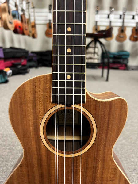 Lanikai ACST-5CET Acacia 5 String Tenor Ukulele w/Case - Solid Acacia Top - Cutaway/Fishman Pickup