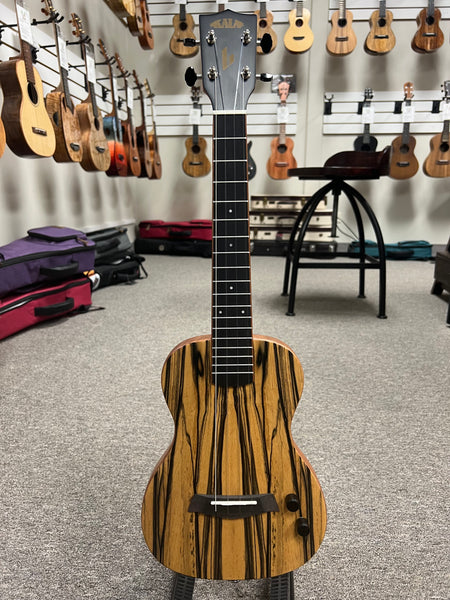KALA KA-SB-SUN-T Solid Body White Ebony Tenor Ukulele w/Case - Sunny and the Black Pack Signature