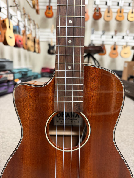 Ohana BK-35GCE-LH Lefty Solid Mahogany Electric Baritone Ukulele -  Left Handed