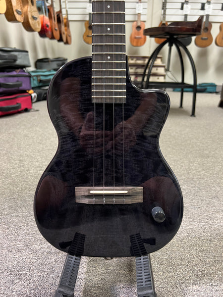 Pono TE-MDBK Mango Deluxe Black Tenor Electric Solid Body Ukulele w/Case